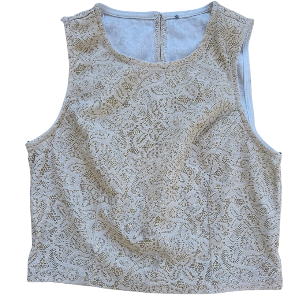Creamy Lacy Keyhole Back Tank Top Size XS